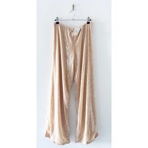 NEW Musera Sequin Low Rise Wide Leg Trouser Vacations Pants Apricot Size Small